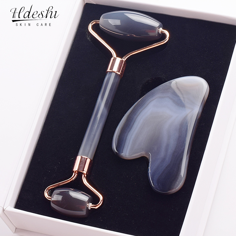 Jade Roller Stone - Grey agate Jade Roller Massager Gouache