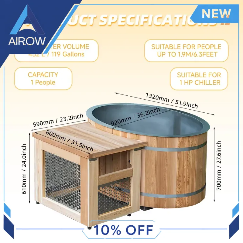 for Wood Cold Plunge Tub 1HP C - Spa Wellness Gym 评论和价格